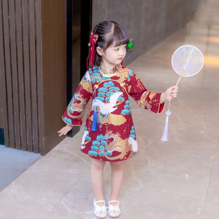 Đầm Sườn Xám Thời Trang Năm Mới 2023 Dành Cho Bé Gái