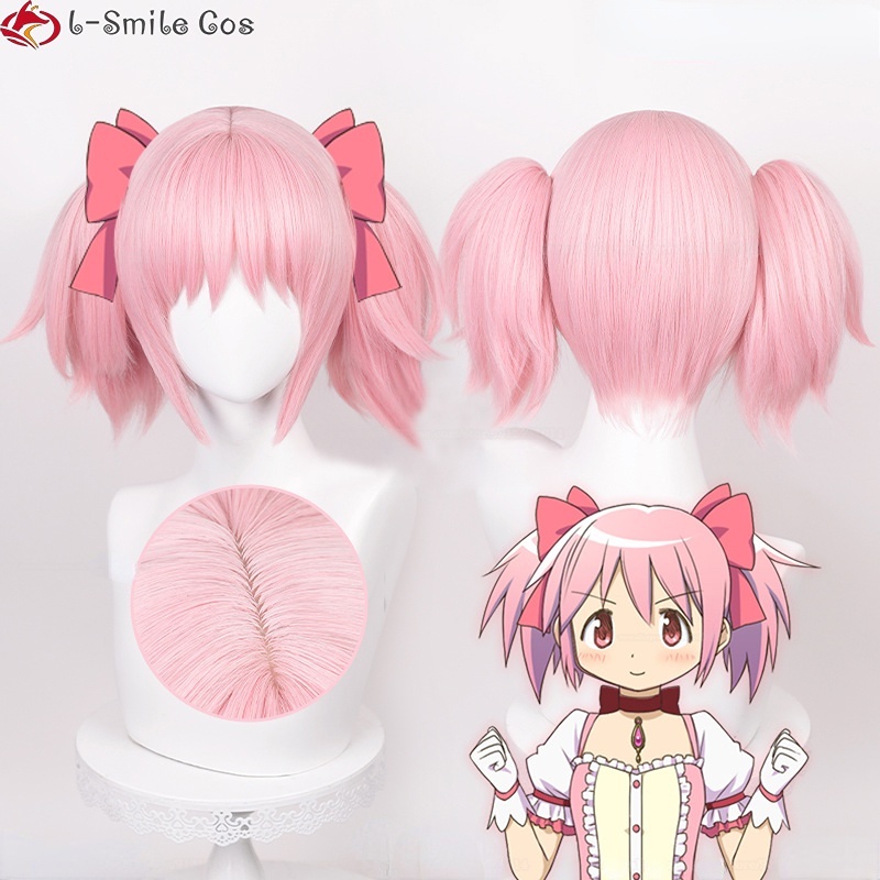 Misscoo Anime Puella Magi Madoka Magica Madoka Kaname Madoka Cosplay Tóc Giả Ngắn Màu Hồng Đuôi Ngựa
