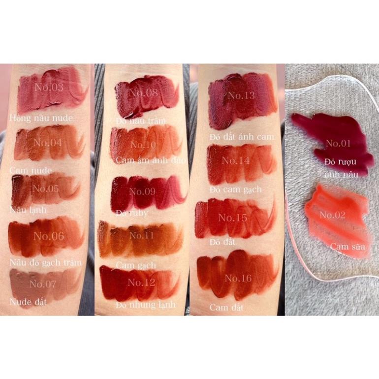 Son MNC Lipstick màu đỏ rựu ánh nâu, Màu NO.01 Tint bóng cho môi căng mọng