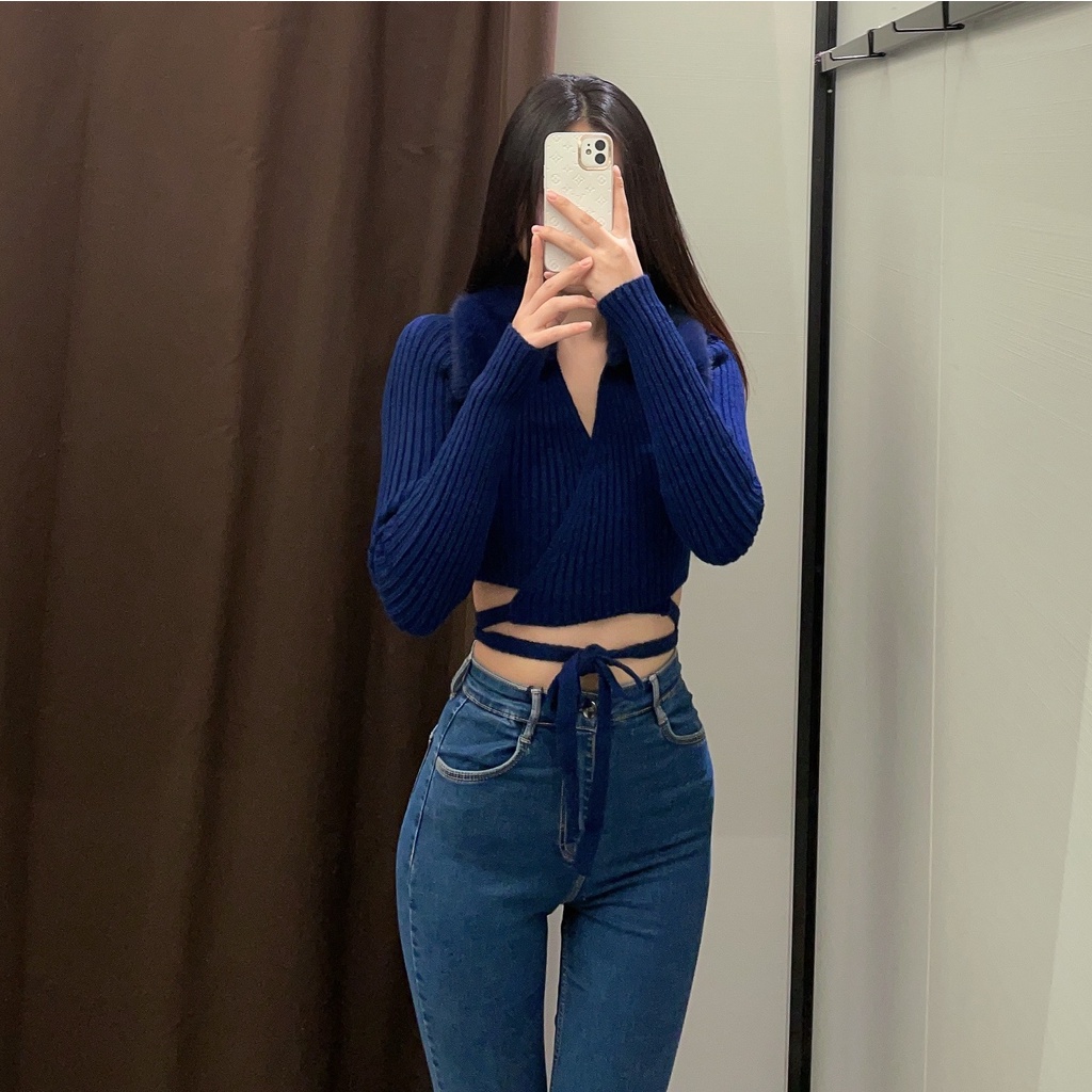 Áo Khoác Cardigan Zara Cổ Bẻ Cột Dây Phối Lông Nhân Tạo Thời Trang Cho Nữ 226873101Phong Cách Mới