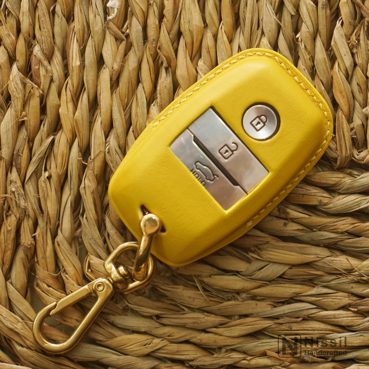 Bao da KIA Seltos, RIO, Cerato - 3 nút - da bò Nappa - bao da chìa khoá ô tô - phụ kiện đồ chơi ô tô