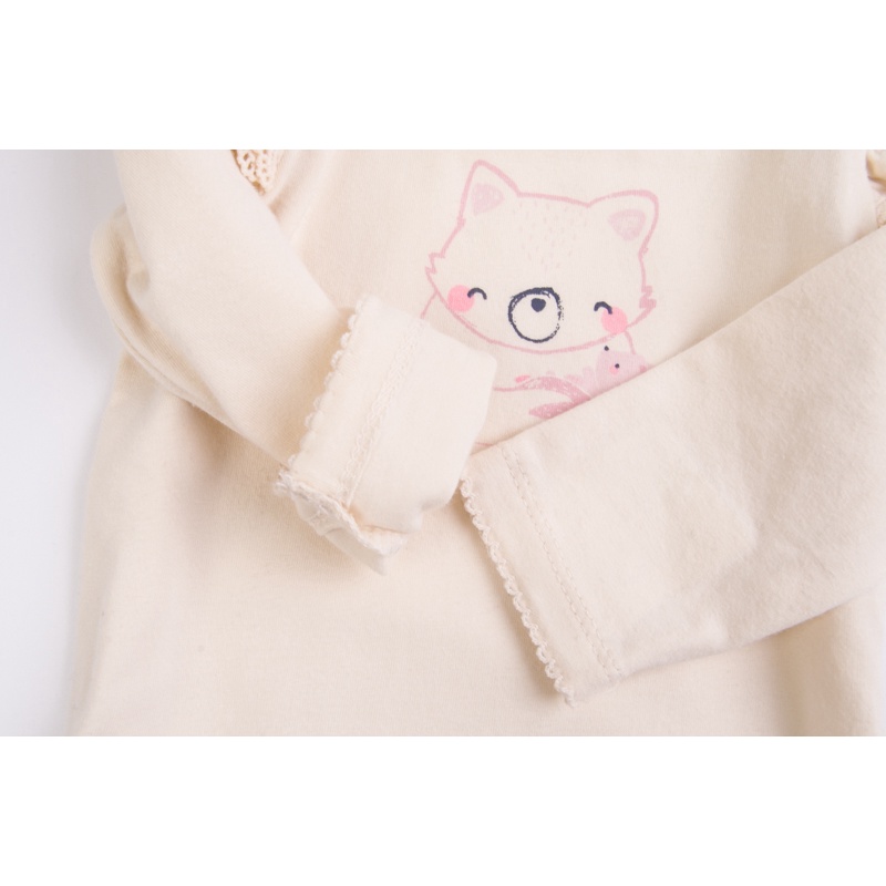 Bodysuit cho bé gái sơ sinh 0-3m SPROUT dài tay màu be kem Body chip newborn xuất dư cho bé Áo liền quần bé gái