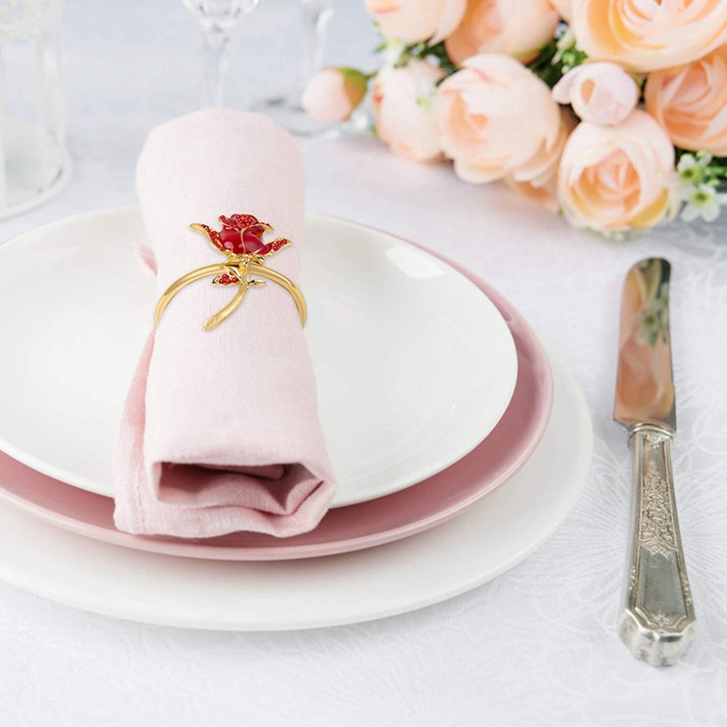 Bộ 6 Vòng Nhẫn Giữ Khăn Ăn Trang Trí Bàn Tiệc Cưới / Sinh Nhật / Giáng Sinh
