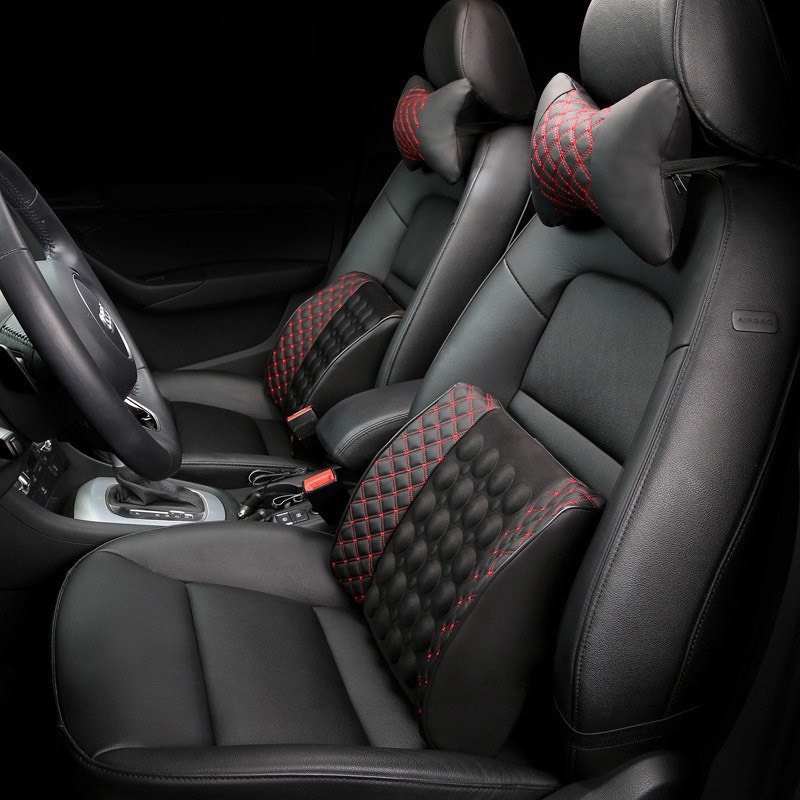 Đệm lưng massage ô tô đầu. Tựa lưng massa xe hơi.Gối tựa đầu da pu chống mỏi cổ vai gáy dùng cho xe hơi