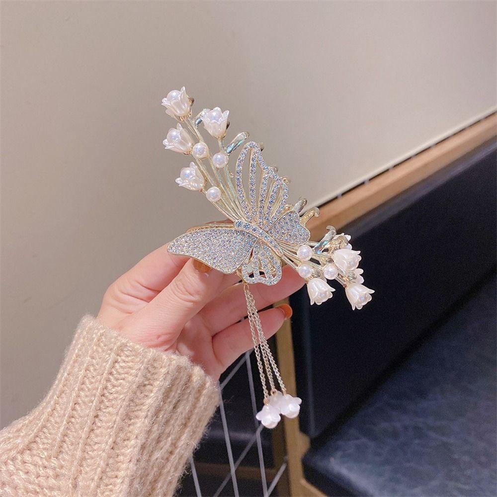 Kẹp Tóc Tua Rua Hình Cá Mập / Bướm Tinh Tế Cho Nữ|Kẹp Tóc Phong Cách Trung Hoa Xinh Xắn Cho Nữ