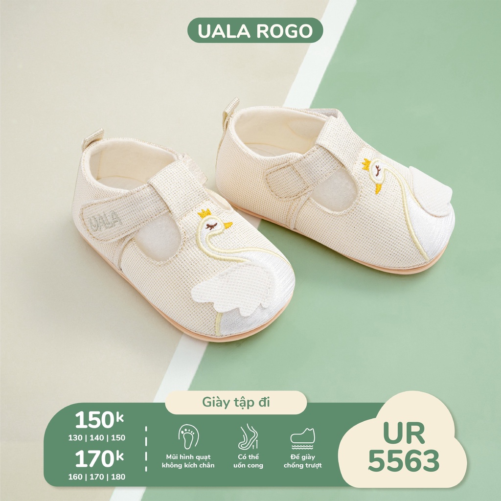 Giầy Tập Đi UalaRogo Cho Bé Gái Khoá Dán Đế Cao Su Non hình thỏ, mèo dễ thương