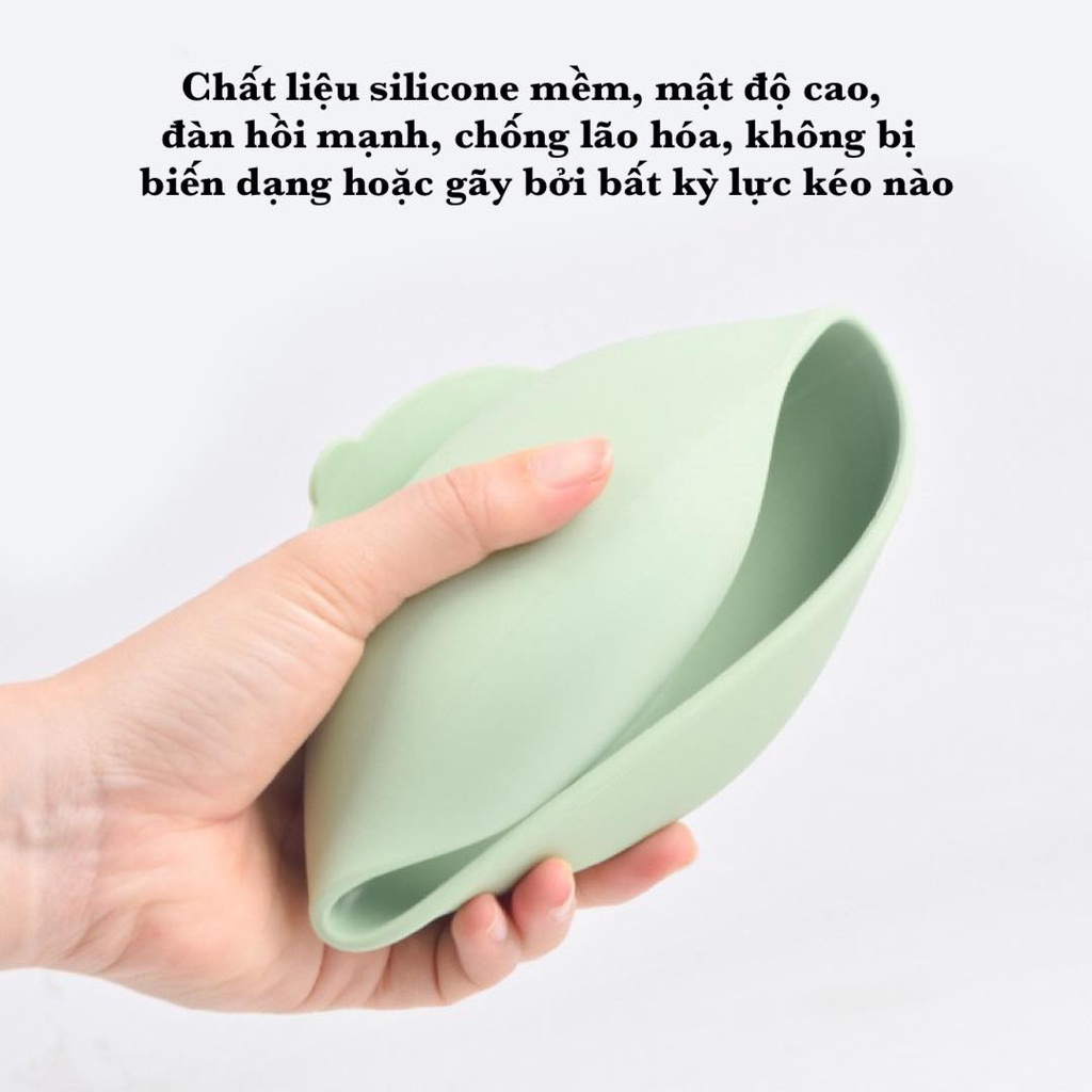 Bát ăn dặm silicon hình tròn cao cấp có đế hít chống đổ an toàn cho bé