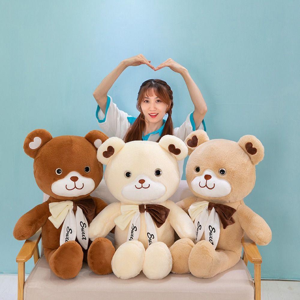 LANFY Đồ chơi nhồi bông Hình Chú Gấu Thắt Nơ Đáng Yêu Trang Trí