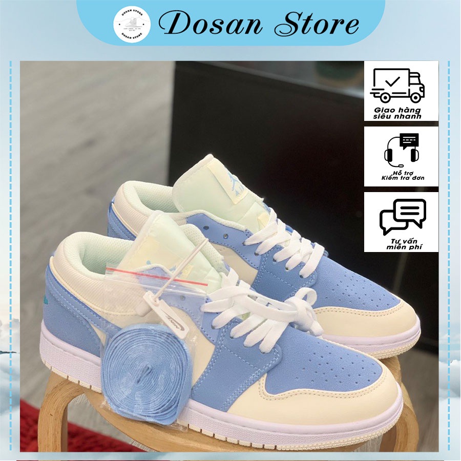 Giày Jordan Low Blue Siêu Cấp hot trend 2023, Giày Sneaker Air JD1 Blue Cổ Thấp Đế Độn Chiều Cao Dành Cho Nam Nữ 2023