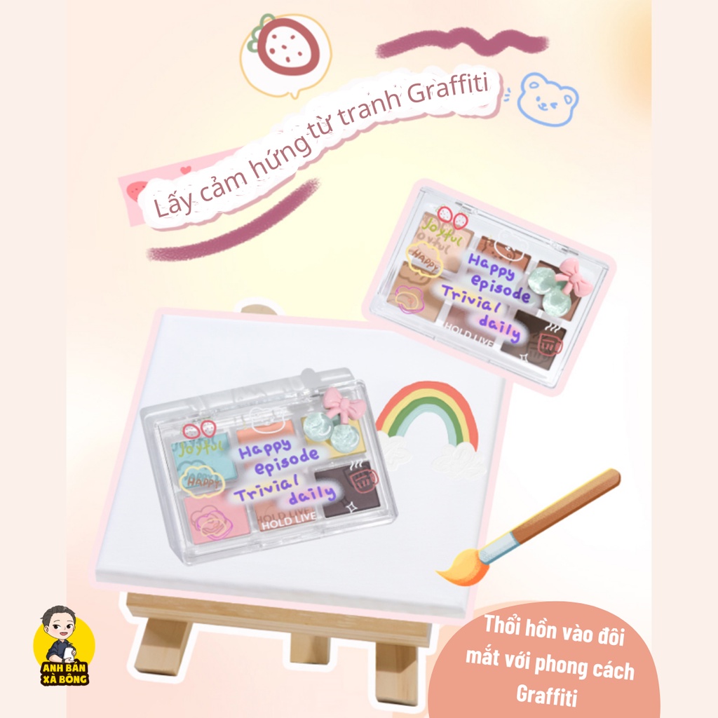 Bảng Phấn Mắt 06 Ô Màu Nhũ Lì HOLD LIVE 6-Color Twilight Graffiti Eyeshadow Palette HL593