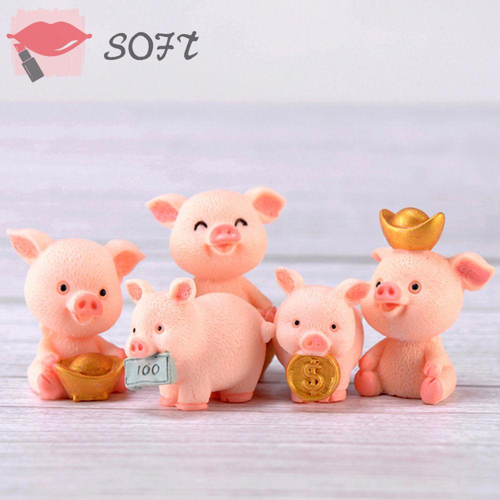 Mô hình chú heo bằng nhựa nhiều màu sắc đáng yêu dùng trang trí cây cảnh xinh xắn