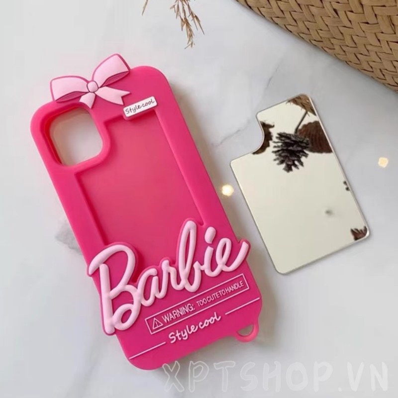 Ốp Điện Thoại Silicone Mặt Gương Kèm Quả Cầu Bông Cho iPhone 14ProMax 14Plus 13 12 11ProMax IX XR MAX 7 8Plus