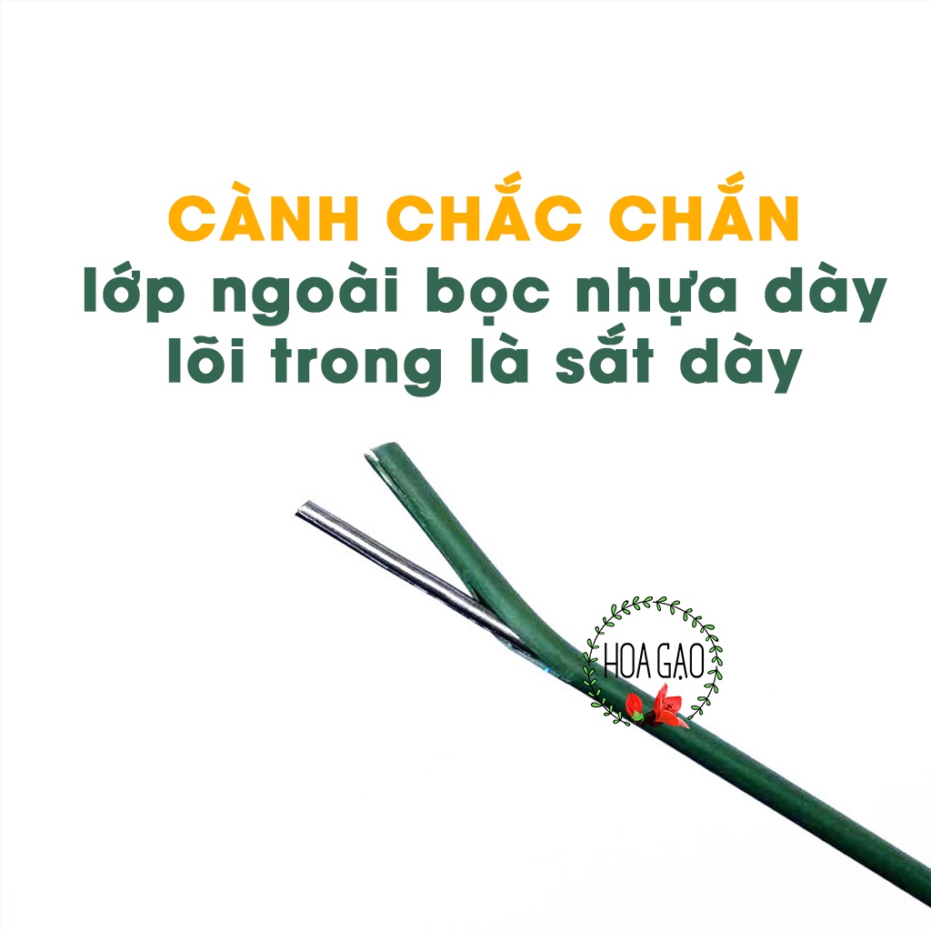 Kẽm làm hoa, kẽm cành hoa giả bọc nhựa HOA GẠO GKH dài 40cm 30cm phụ kiện làm hoa đồ làm hoa handmade giá rẻ