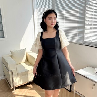 Váy Tafta BIGSIZE Tay Phối Ren Tiểu Thư 2 Lớp - Hàng Thiết Kế (60-90kg)