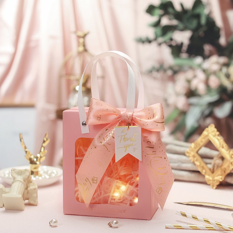 Hộp kính PET Sweet Moment có quai xách dạng túi tote size nhỏ đựng quà tặng sang đẹp