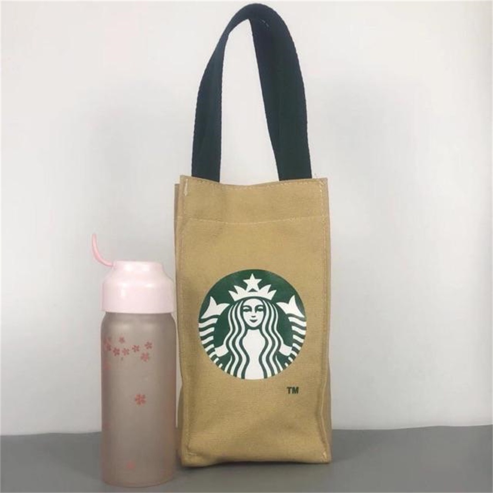 Starbucks Túi tote vải canvas chống nước đựng giữ nhiệt Túi vải di động