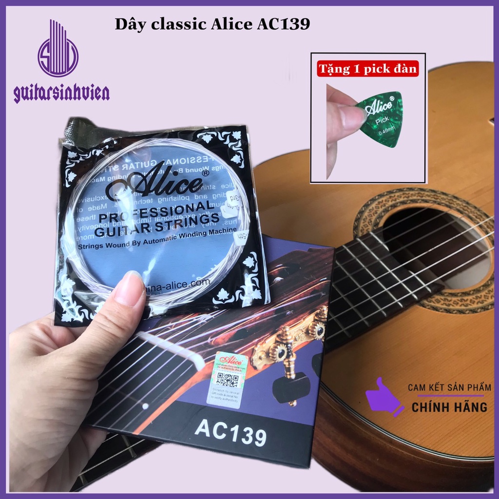 Dây đàn guitar AC139A chuyên cho đàn claasic - Tặng pick Alice khi đặt hàng ngay - Dây mềm dễ vuốt khi chơi