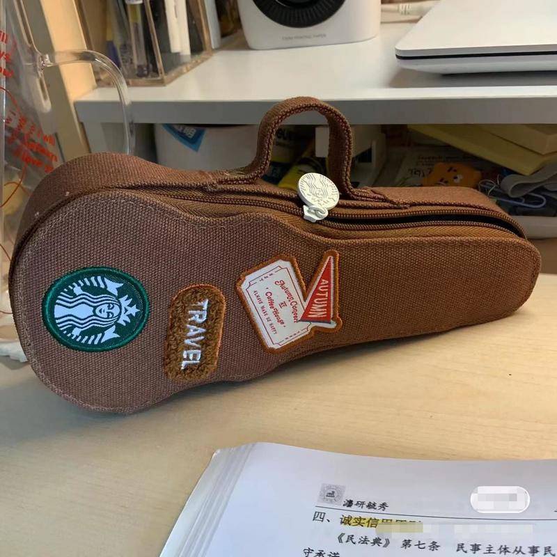 STARBUCKS Túi Đựng Bút Cỡ Lớn Họa Tiết Đàn Violin Phong Cách Hàn Quốc Ốp