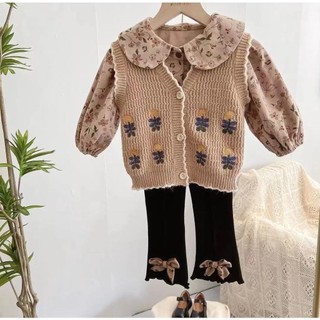 Set bộ đồ len Cardigan bé gái 3 chi tiết