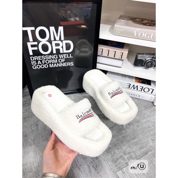 Lê Xuồng Lông Trắng Đen Balenciaga Full Size 35-39  -  By Anh Dinh Phuong