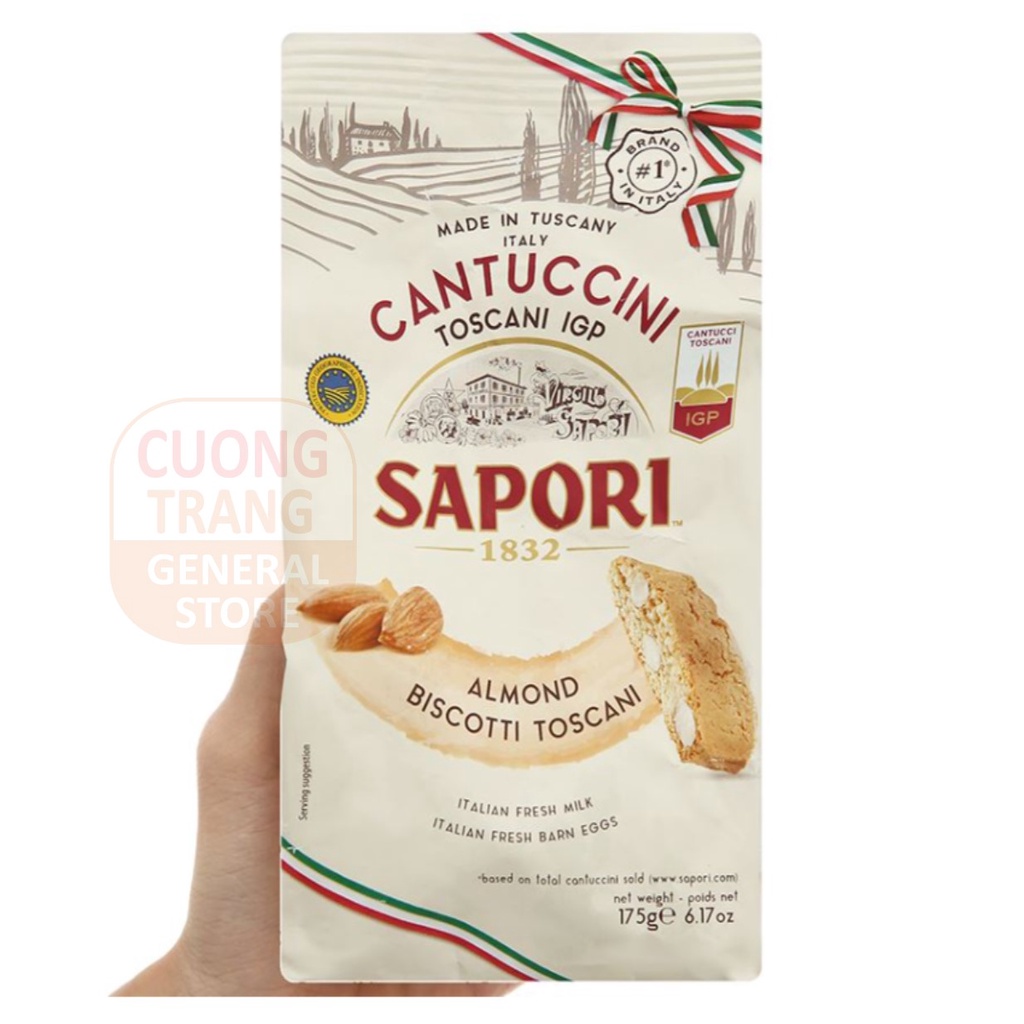 Bánh quy hạnh nhân giòn truyền thống Ý Sapori almond biscotti toscani 175g
