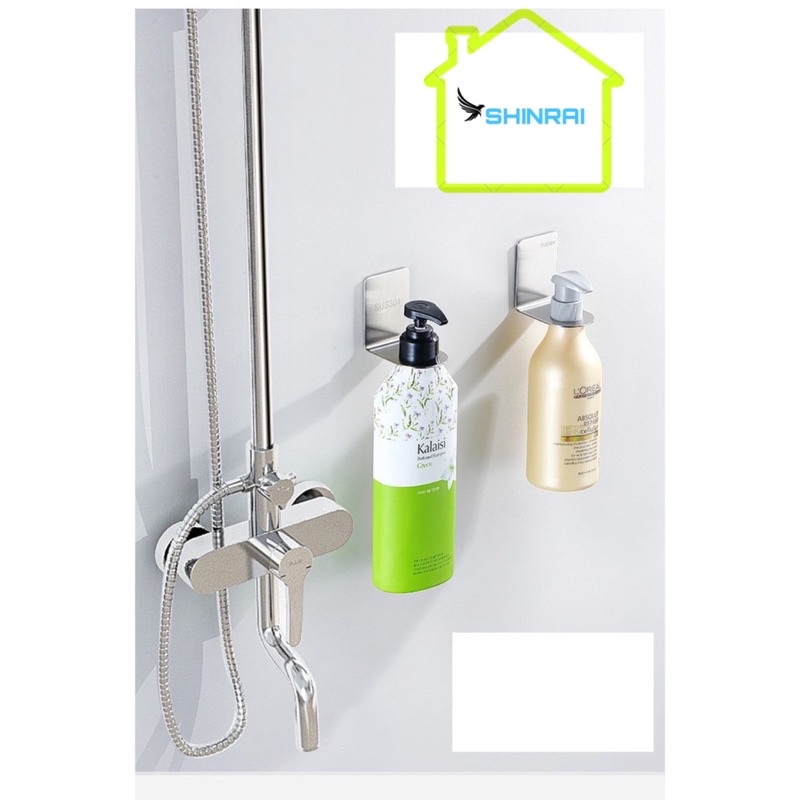 Móc Dán Tường Treo Chai Dầu Gội , Sữa Tắm , Bình Nước Rửa Tay Có Vòi Xịt INOX 304 Siêu Chắc SHINRAI
