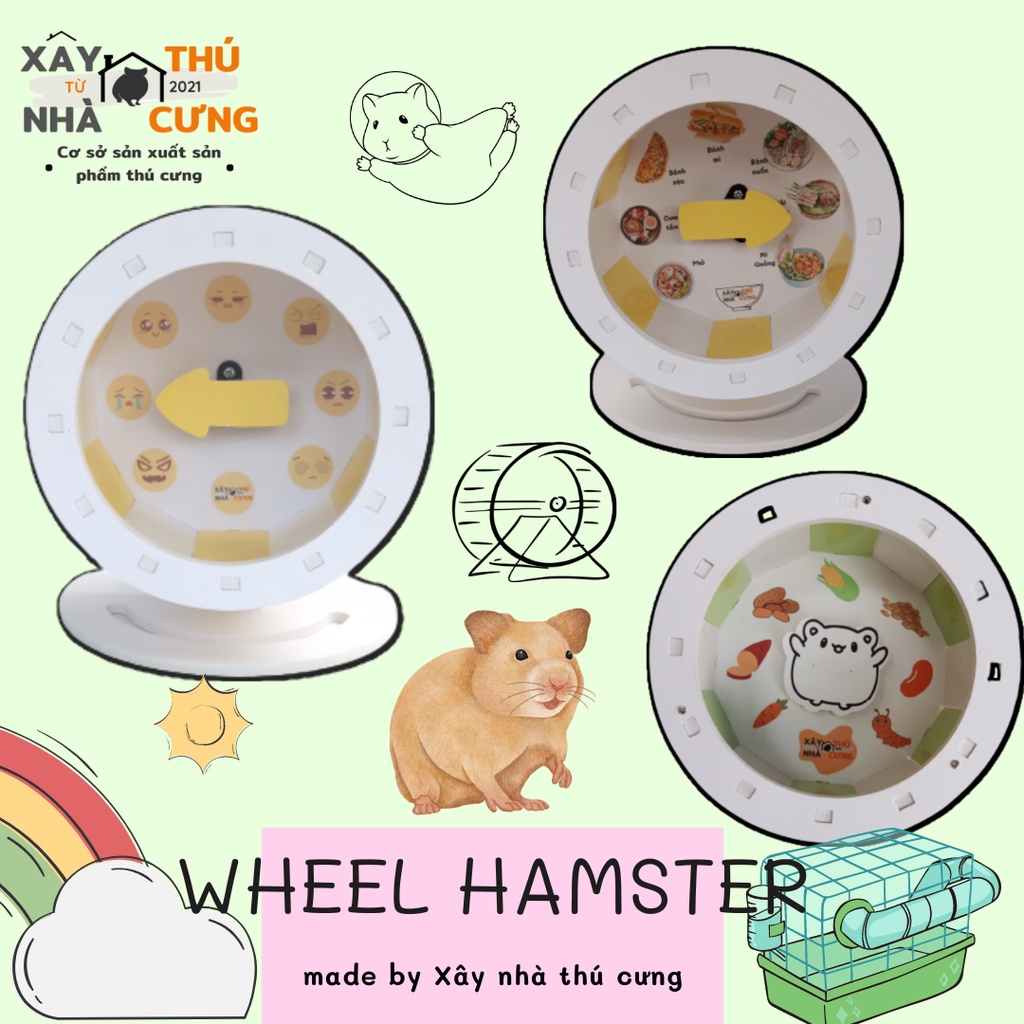 Wheel gỗ hamster size từ 13cm - 21cm không bao gồm chân đế