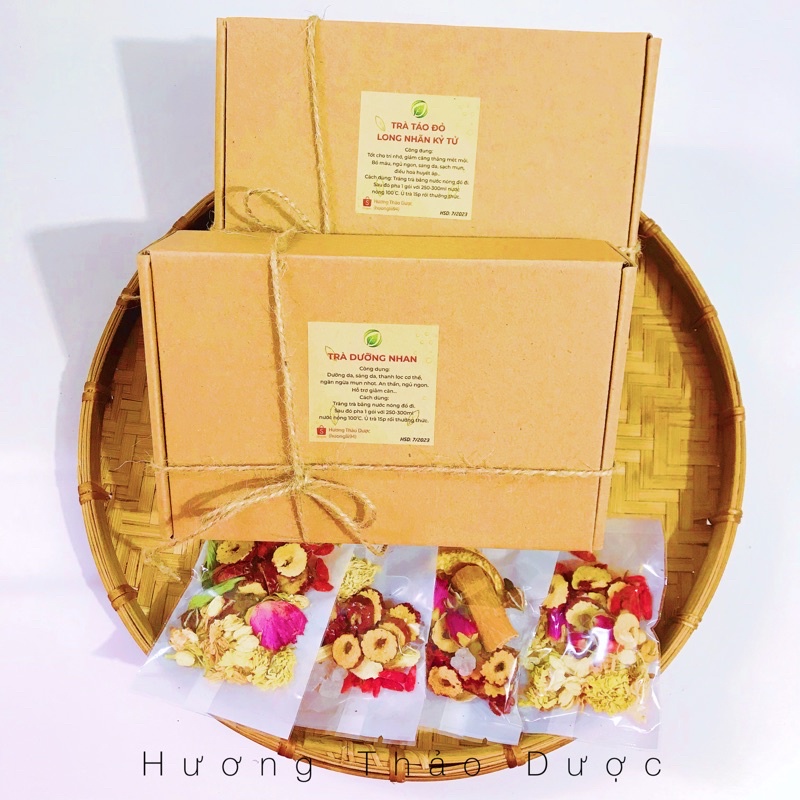 Set Trà Thảo Mộc Hộp Carton - Nguyên Liệu Trà Sấy Lạnh Thơm Đẹp