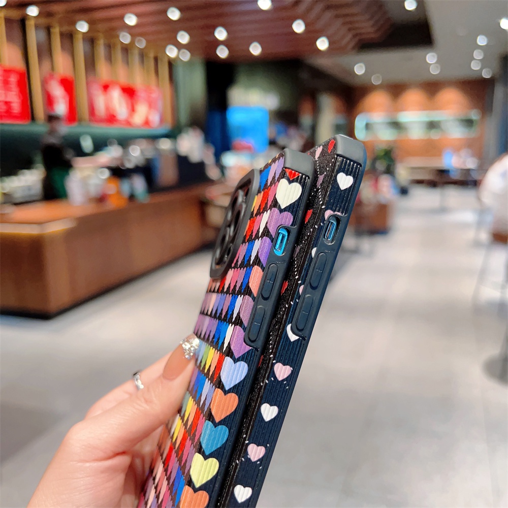 Ốp Điện Thoại Mềm Họa Tiết Trái Tim Nhiều Màu Sắc Cho iPhone 14 13 12 11 Pro Max 14 Plus 7 8 Plus X Xs Max XR