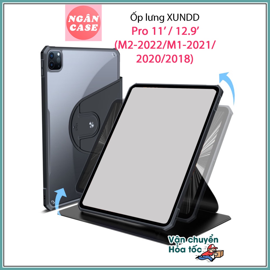 Ốp lưng XUNDD Xoay 360 độ đa năng iPad Pro 11/ 12.9 inch (M2-2022/M1-2021/2020/2018) Chống trầy, Chống sốc, Viền TPU.