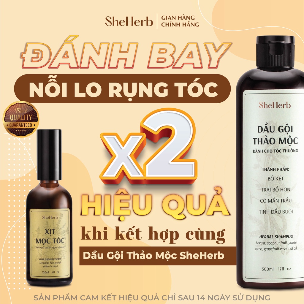 Xịt Mọc Tóc Vỏ Bưởi, Hương Nhu Cao Cấp She Herb Mọc Tóc Nhanh Chóng, Ngăn Ngừa Gàu Chuyên Sâu 120ml
