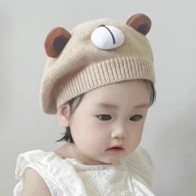 mũ nồi len gấu kute cho bé gái