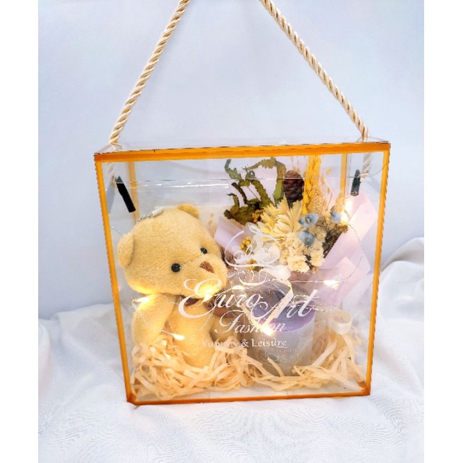 Gift box - Hộp quà nến thơm, hoa khô, gấu bông, thiệp đèn