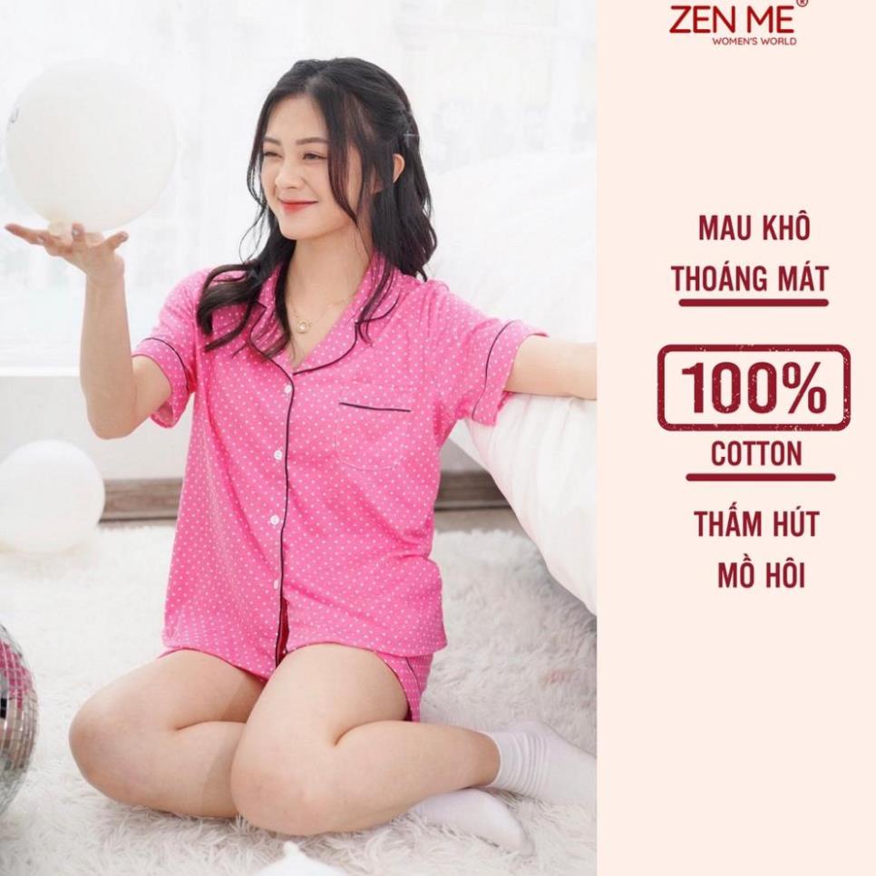 Đồ bộ mặc nhà Zen Me pijama nữ cộc tay quần đùi chất liệu chuẩn cotton họa tiết dễ thương - ZENLYA