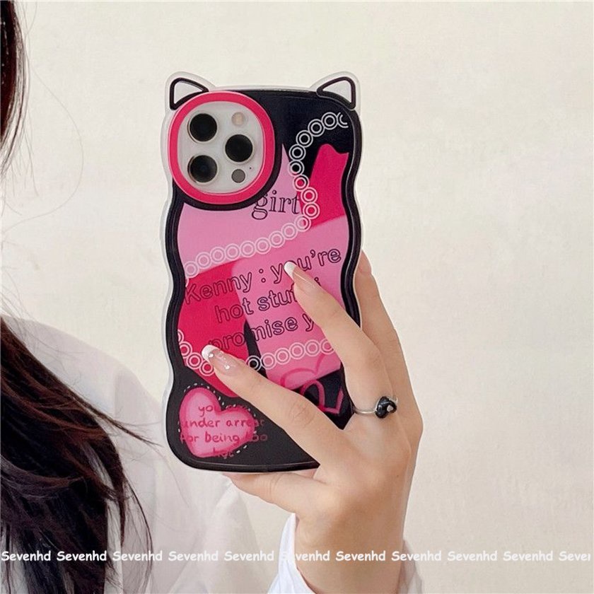 Ốp Điện Thoại Họa Tiết Hoạt Hình Tai Mèo / Chữ Tiếng Anh Dễ Thương Cho iPhone 14 13 12 11 Pro Max SE2020 X XR Xs Max 7 8 Plus