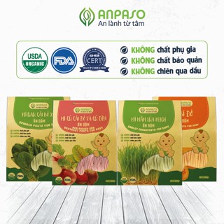 Combo Mix 4 Vị Mì Ăn Dặm Organic ANPASO  480g rau củ hữu cơ , ăn dặm cho bé kiểu Nhật bổ xung chất sơ