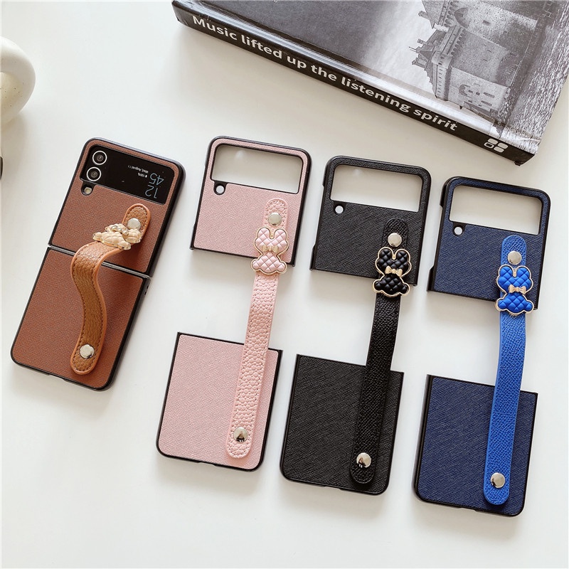 Bao Da Điện Thoại PU Chống Sốc Hình Gấu Dễ Thương Cho Samsung Galaxy Z Flip 4 Z Flip 3 5G Z Flip4 ZFlip3