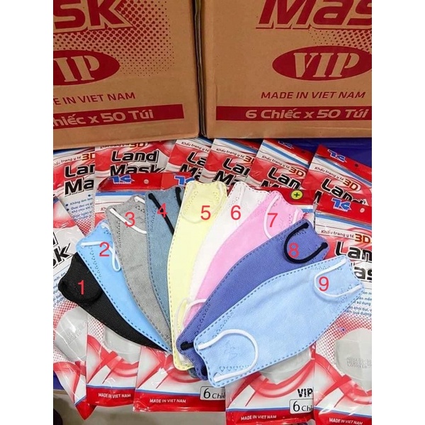 Sỉ thùng 300 chiếc khẩu trang 3D Land Mask Vip túi đỏ