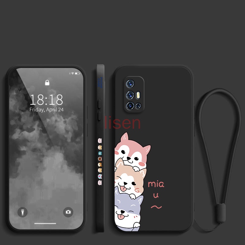 Ốp lưng Vivo v19 neo Ốp Điện Thoại In Hình Chú Chó Dễ Thương Kèm Dây Đeo Cho Vivo V19 neo V15 V25 V25E V25 Pro 5G V23 5G V23E T1 5G gg