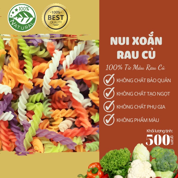 Nui Xoắn Rau Củ Thiên Nhiên Eatclean GAOTA 500g [Sỉ - Lẻ]