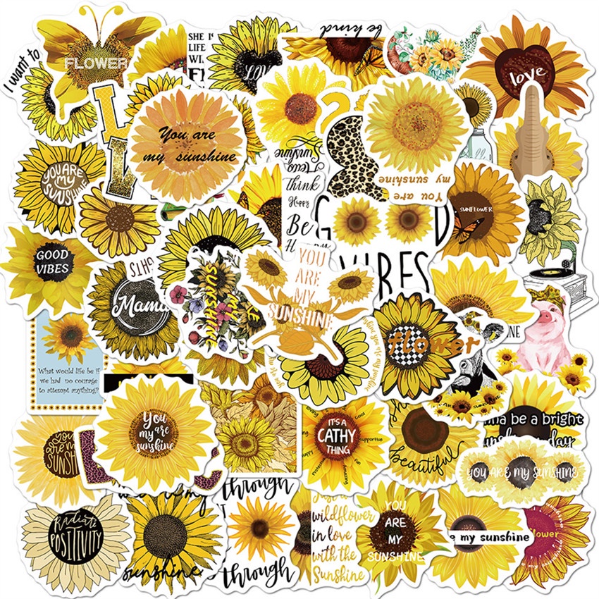 ❉ Healing Sunflowers Therapy Phrase Series 01 Stickers ❉ 50Pcs/Set Waterproof DIY Fashion Decals Doodle Stickers