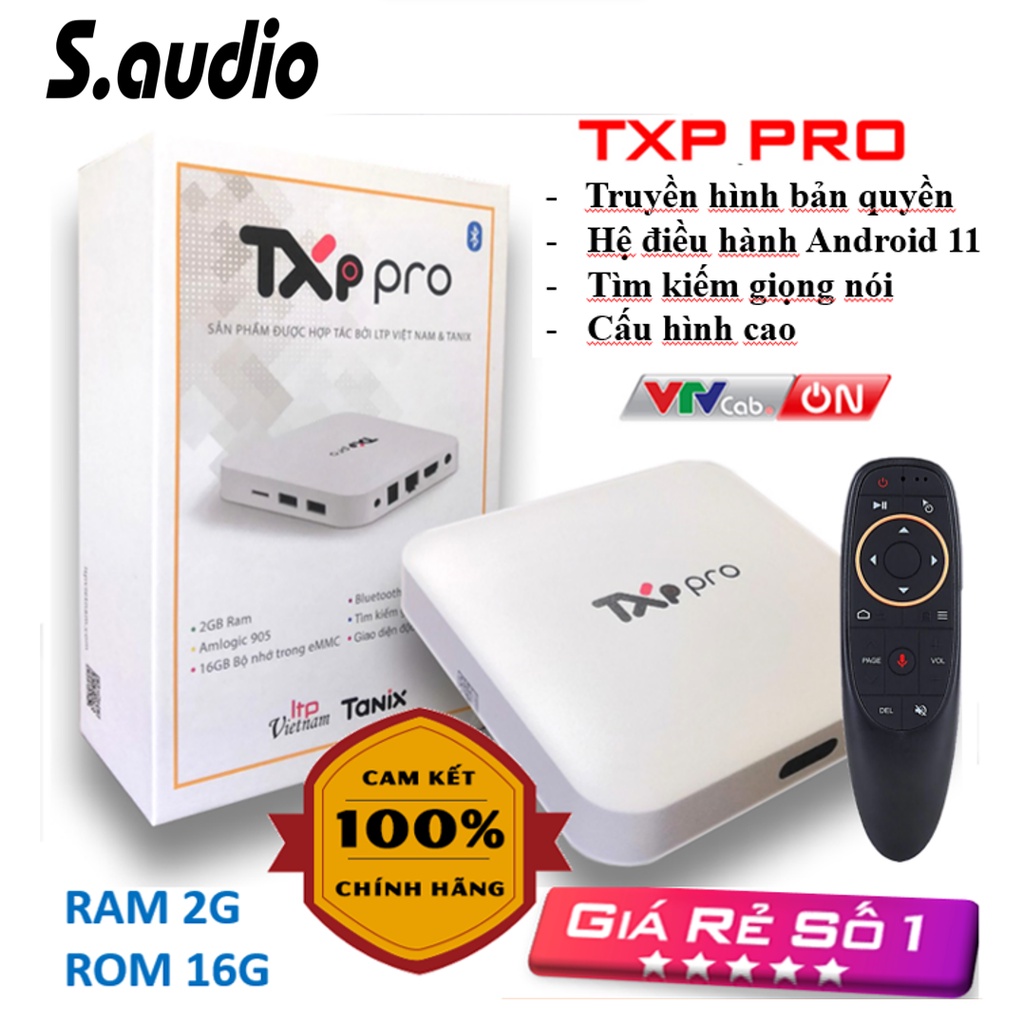 Android TV Box TXP PRO Giao Diện 2022 , Truyền Hình VTVcab One - Ram 2G, Room 16G, Androi 11 - Hàng Chín hãng