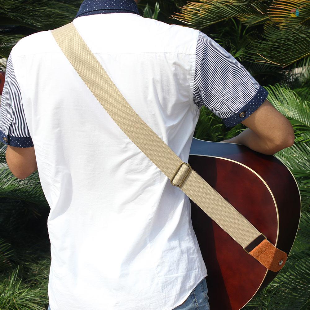 Giá Thấp Nhất Dây Đai Cotton Bện Với Đầu Da Cho Guitar Điện Acoustic Dân Gian Và Bền Thoải Mái