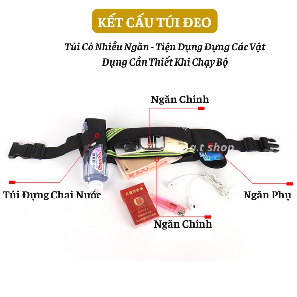 Túi Đeo Hông Chạy Bộ Nam Nữ Nhỏ Gọn Nhiều Ngăn Vải Chống Nước, Túi Đeo Bụng Đa Năng