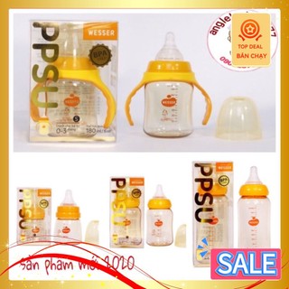 [CHÍNH HÃNG] Bình sữa PPSU Wesser cổ hẹp /cổ rộng 60-140-180-1--250ML