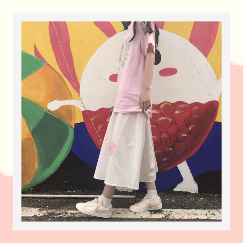 Chân váy dài hoạ tiết cute hàn quốc,chân váy dáng xoè dễ thương 15