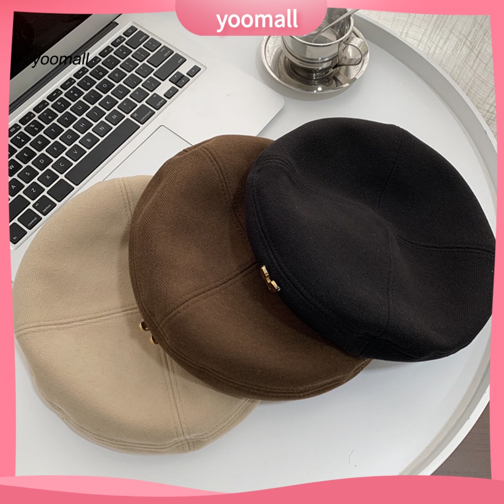 / Yo / Mũ Beret Không Vành Mềm Mại Màu Trơn Thời Trang Thu Đông Cho Nữ
