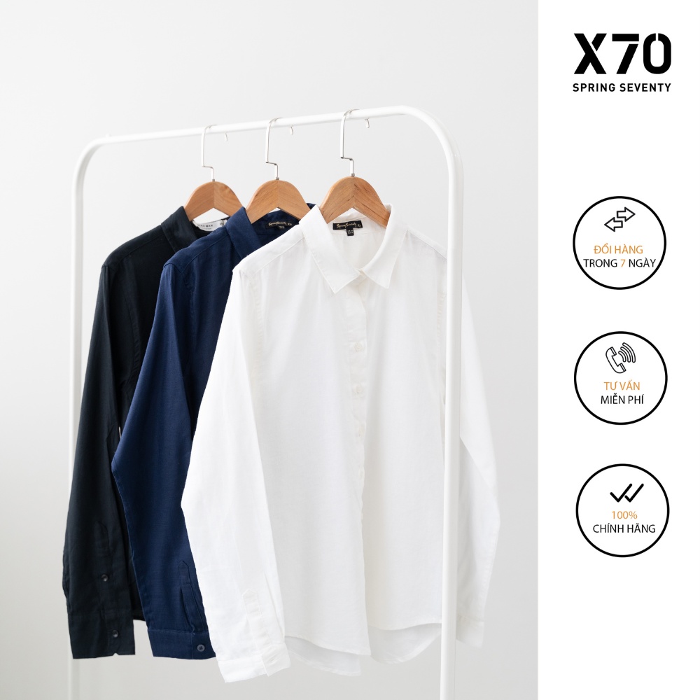 Áo Sơ Mi Linen Nữ Tay Dài Trơn Thiết Kế Thời Trang X70 - 01620001