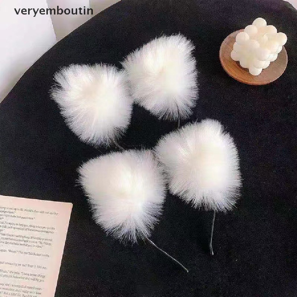 Băng Đô Cài Tóc Hình Tai Mèo Bằng Lông Nhung Dễ Thương Xinh Xắn