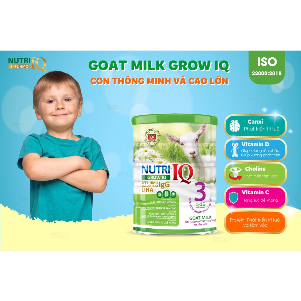 Sữa Dê Nutri IQ Grow ,sữa phát triển chiều cao cho bé